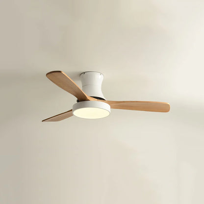 Hugger Wood Blade Ceiling Fan Lamp - Nuvé