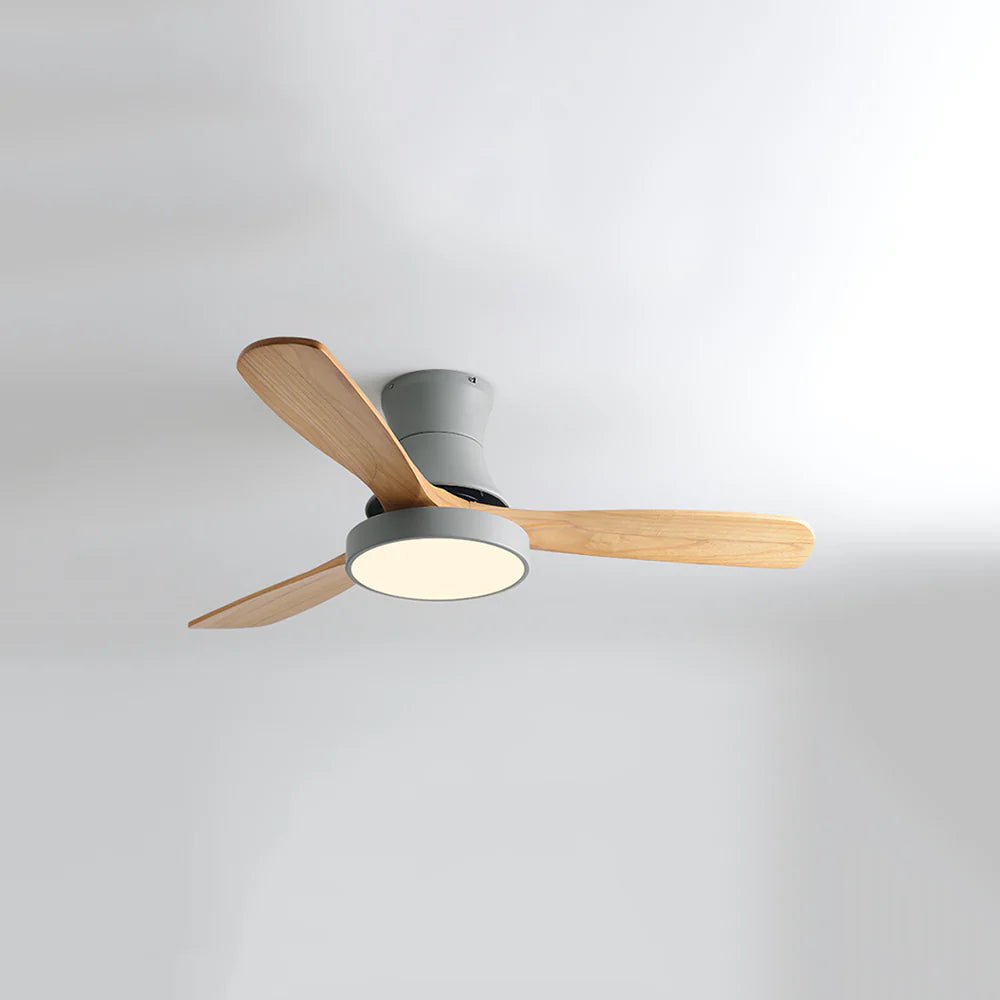 Hugger Wood Blade Ceiling Fan Lamp - Nuvé