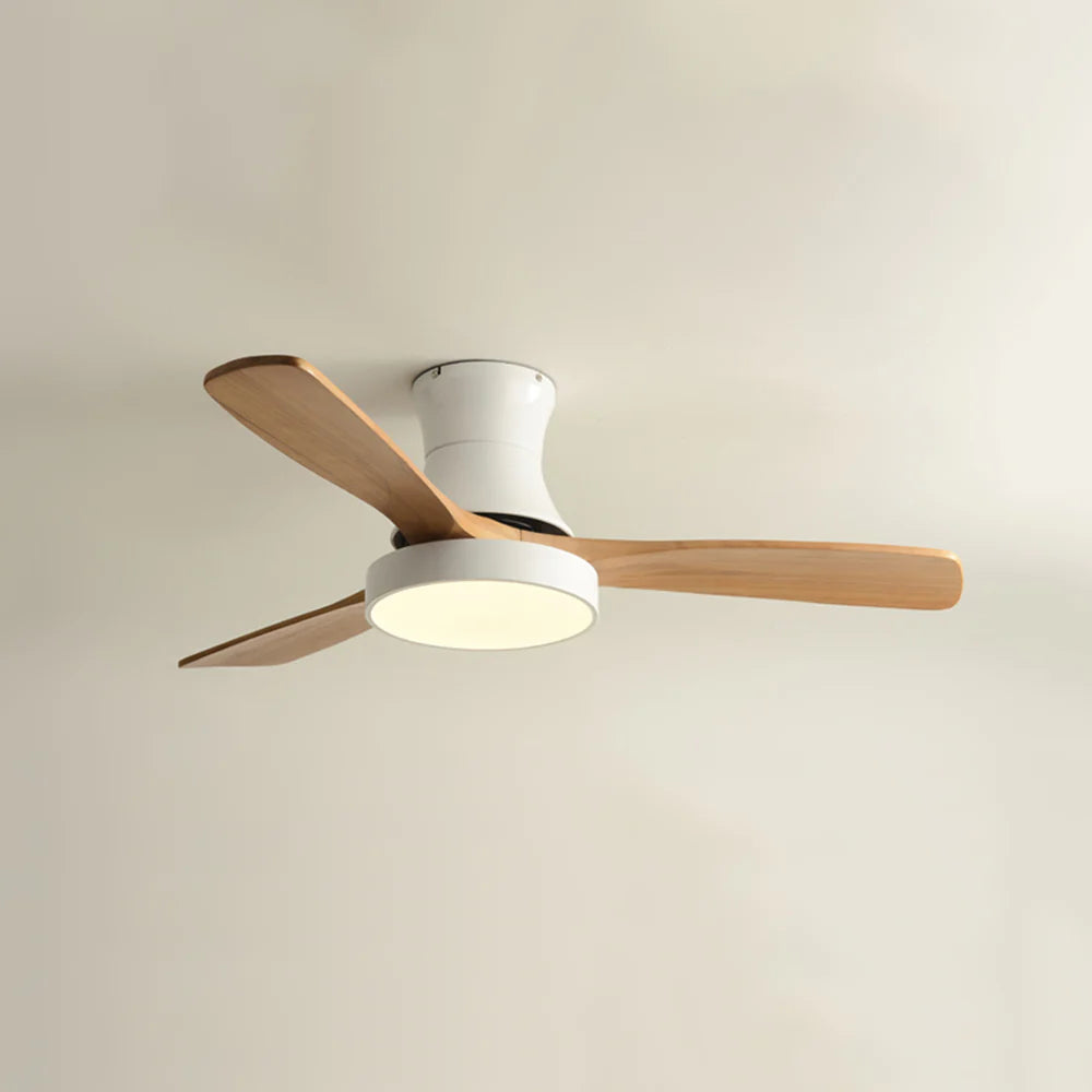 Hugger Wood Blade Ceiling Fan Lamp - Nuvé