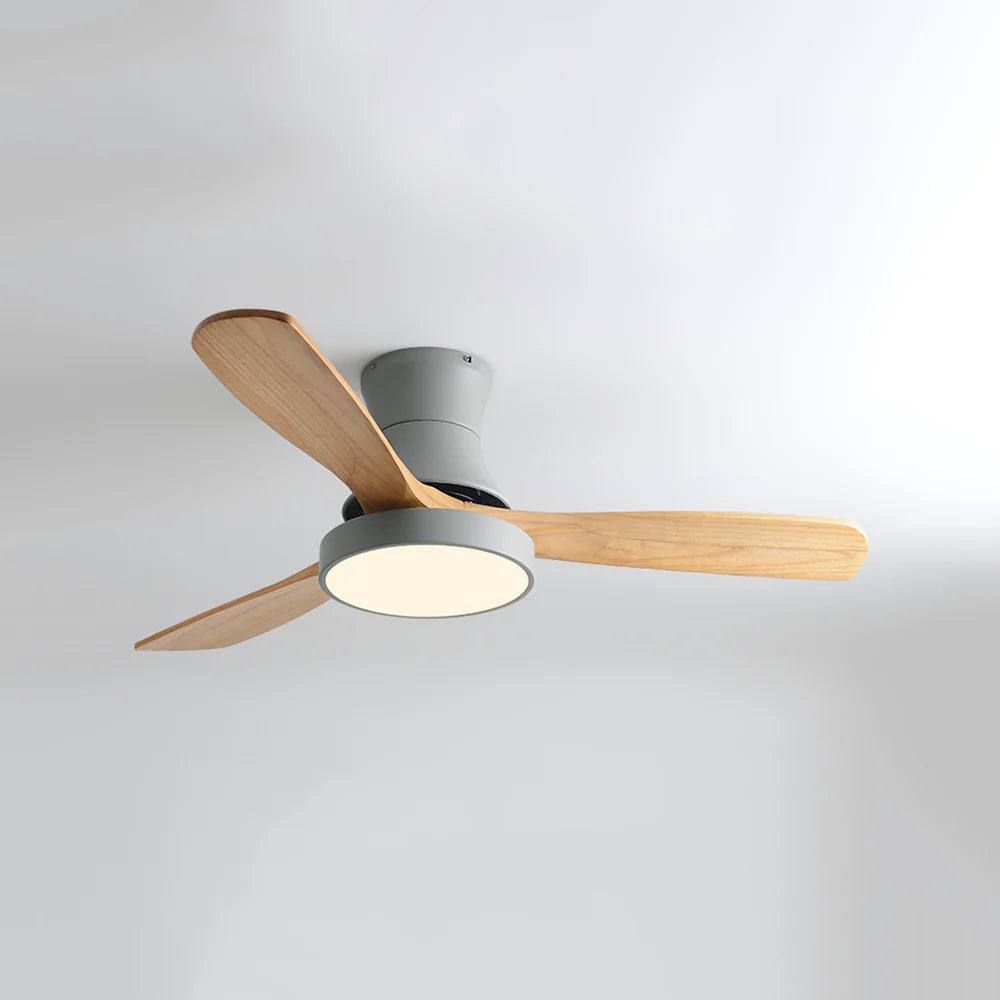 Hugger Wood Blade Ceiling Fan Lamp - Nuvé