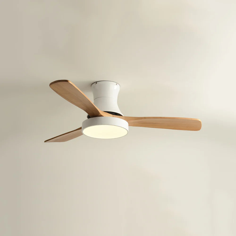 Hugger Wood Blade Ceiling Fan Lamp - Nuvé