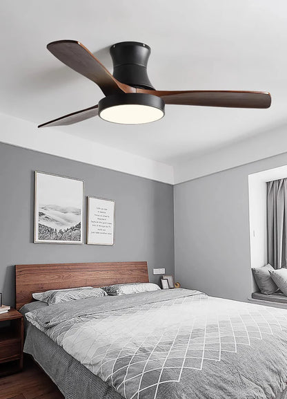 Hugger Wood Blade Ceiling Fan Lamp - Nuvé