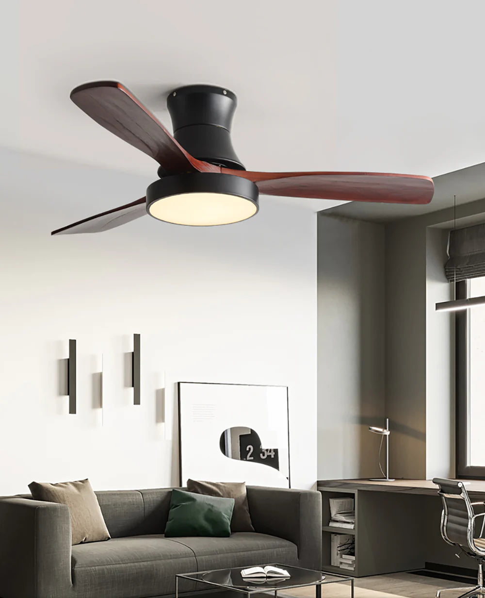 Hugger Wood Blade Ceiling Fan Lamp - Nuvé
