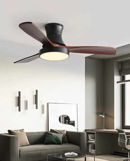 Hugger Wood Blade Ceiling Fan Lamp - Nuvé