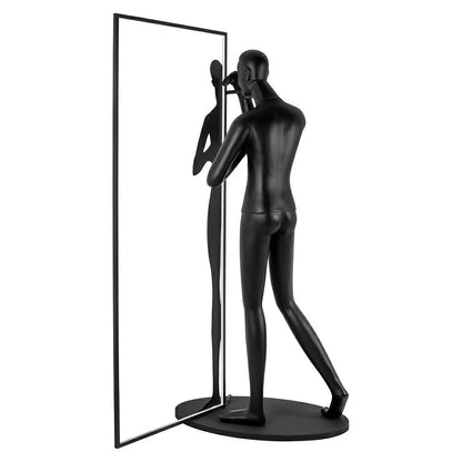 Korewolamp human mirror sculpture floor lamp with a reflective human figure design, standing tall and artistic for modern interiors.