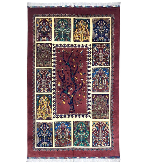 Hand-Knotted Afghani Tree of Life Wool Rug – 6’6″  x  9’6″