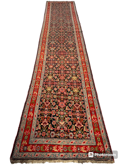 3’4” x 17’ Karabkah Antique Caucasian Wool on Wool Runner - Nuvé