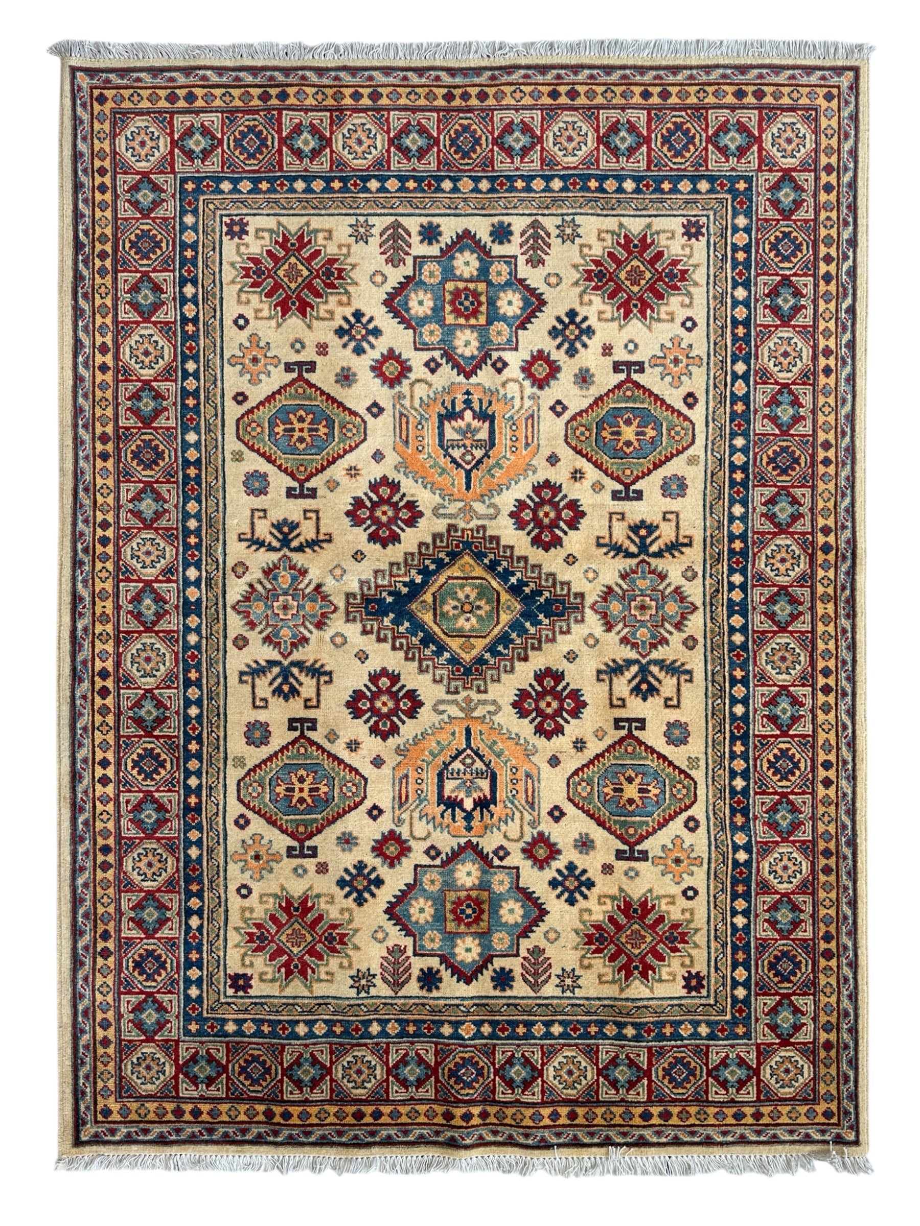 Fine Hand Knotted Afghani Super Kazak Rug 5 x 7 - Nuvé