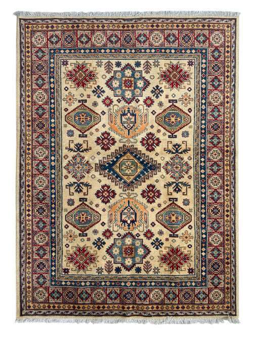 Fine Hand Knotted Afghani Super Kazak Rug 5 x 7 - Nuvé