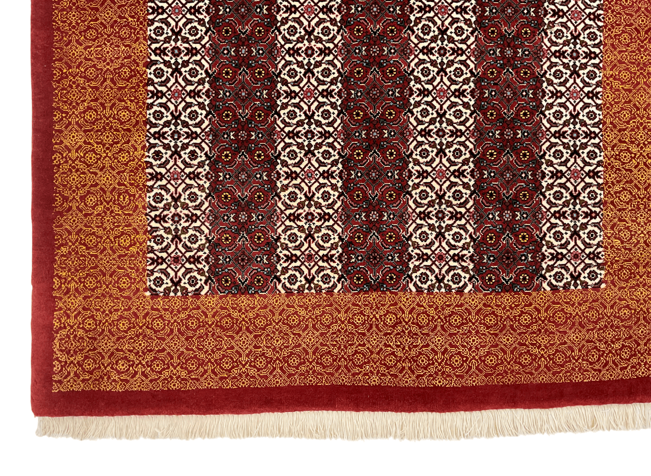 Persian Bijar Striped Herati Design (3'05"x5'01") rust/red/ivory - Nuvé