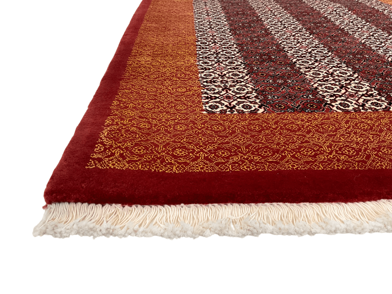 Persian Bijar Striped Herati Design (3'05"x5'01") rust/red/ivory - Nuvé