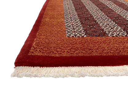 Persian Bijar Striped Herati Design (3'05"x5'01") rust/red/ivory - Nuvé