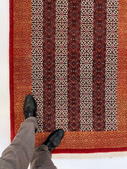 Persian Bijar Striped Herati Design (3'05"x5'01") rust/red/ivory - Nuvé