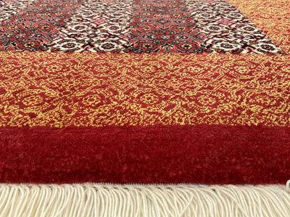 Persian Bijar Striped Herati Design (3'05"x5'01") rust/red/ivory - Nuvé