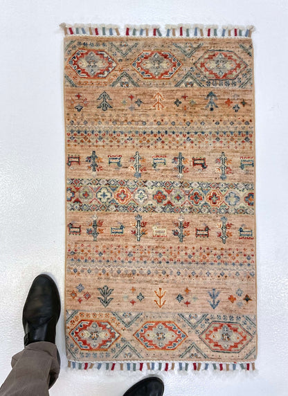 Afghan Gabbeh (2'00"x3'02") adobe/multicolor - Nuvé