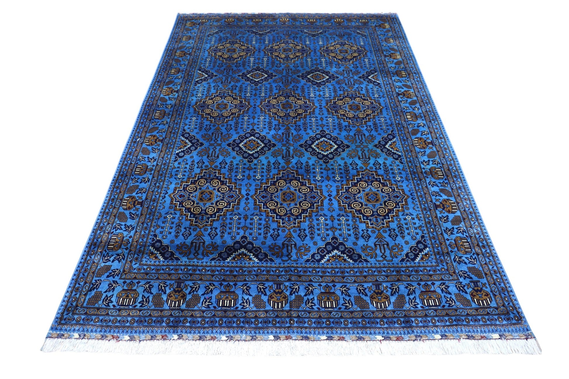 Hand-Knotted Afghani Zerkhaki Wool Rug – 6’7″  x  9’3″ - Nuvé