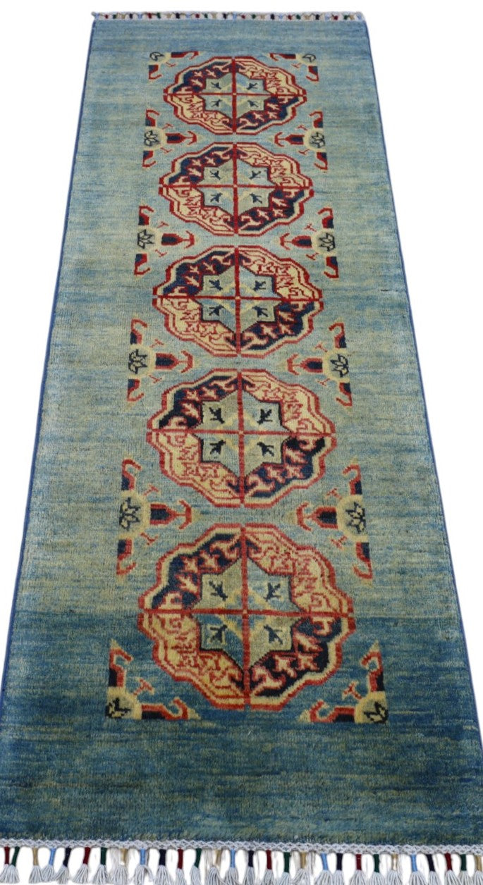 Hand-Knotted Afghani Kazak Wool Rug – 2’1″  x  5’7″ - Nuvé