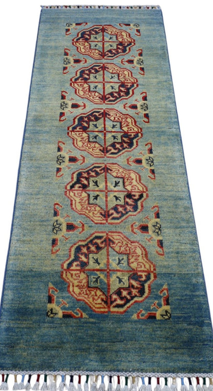 Hand-Knotted Afghani Kazak Wool Rug – 2’1″  x  5’7″ - Nuvé
