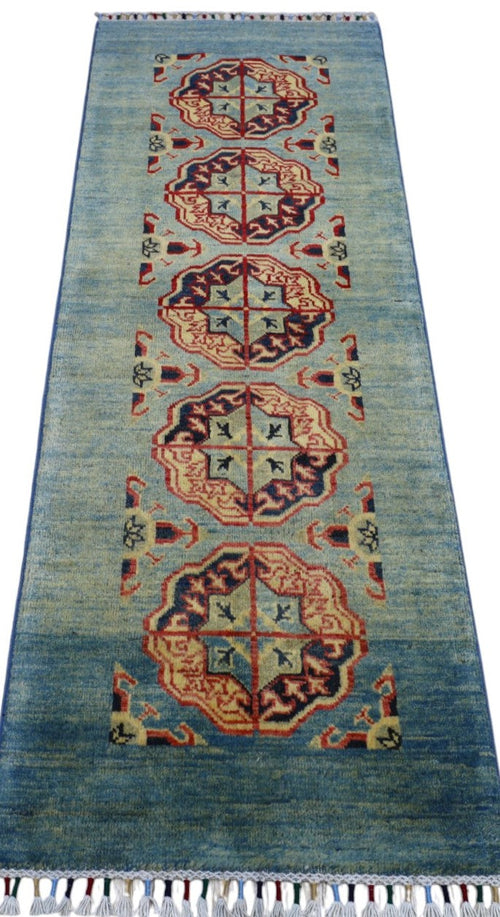 Hand-Knotted Afghani Kazak Wool Rug – 2’1″  x  5’7″ - Nuvé