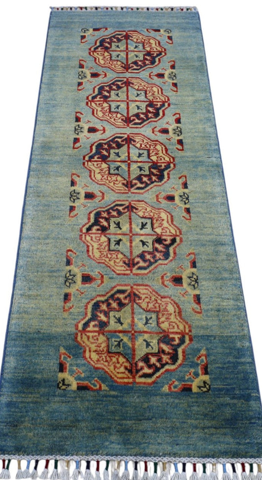 Hand-Knotted Afghani Kazak Wool Rug – 2’1″  x  5’7″ - Nuvé