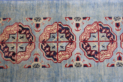 Hand-Knotted Kazak Afghani Wool Rug I Green 2' x 5'7" - Nuvé