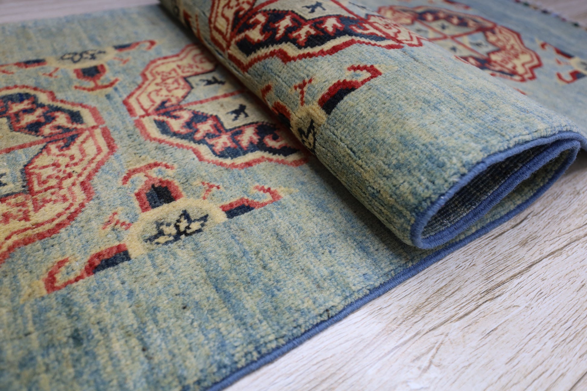 Hand-Knotted Afghani Kazak Wool Rug – 2’1″  x  5’7″ - Nuvé