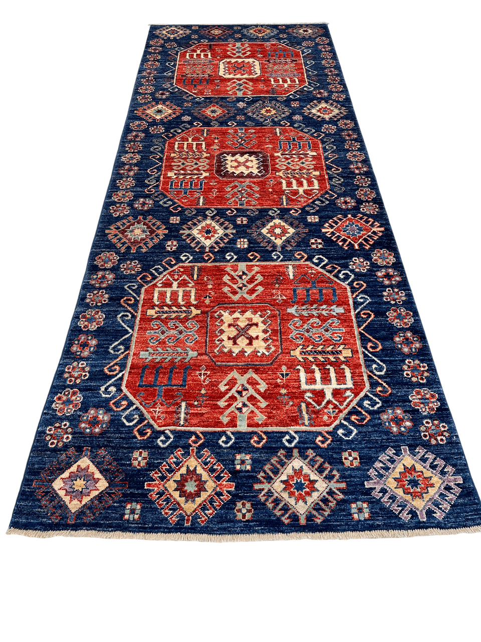 Afghan Turkoman (3'10"x10'01") blue/red - Nuvé