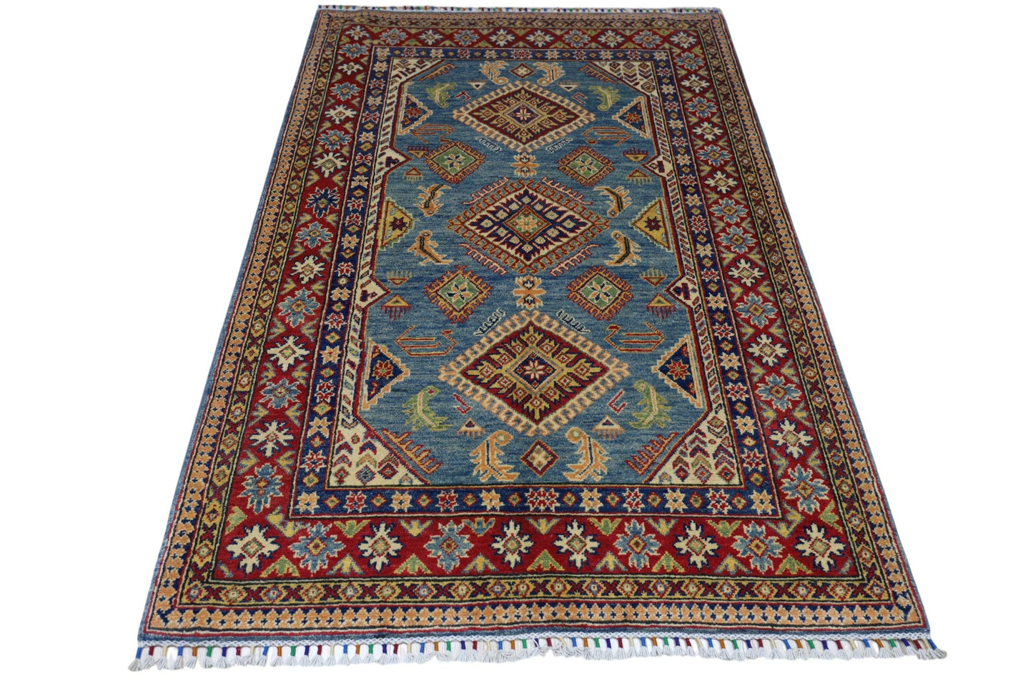 Hand-Knotted Afghani Kazak Wool Rug – 4’0″  x  6’1″ - Nuvé