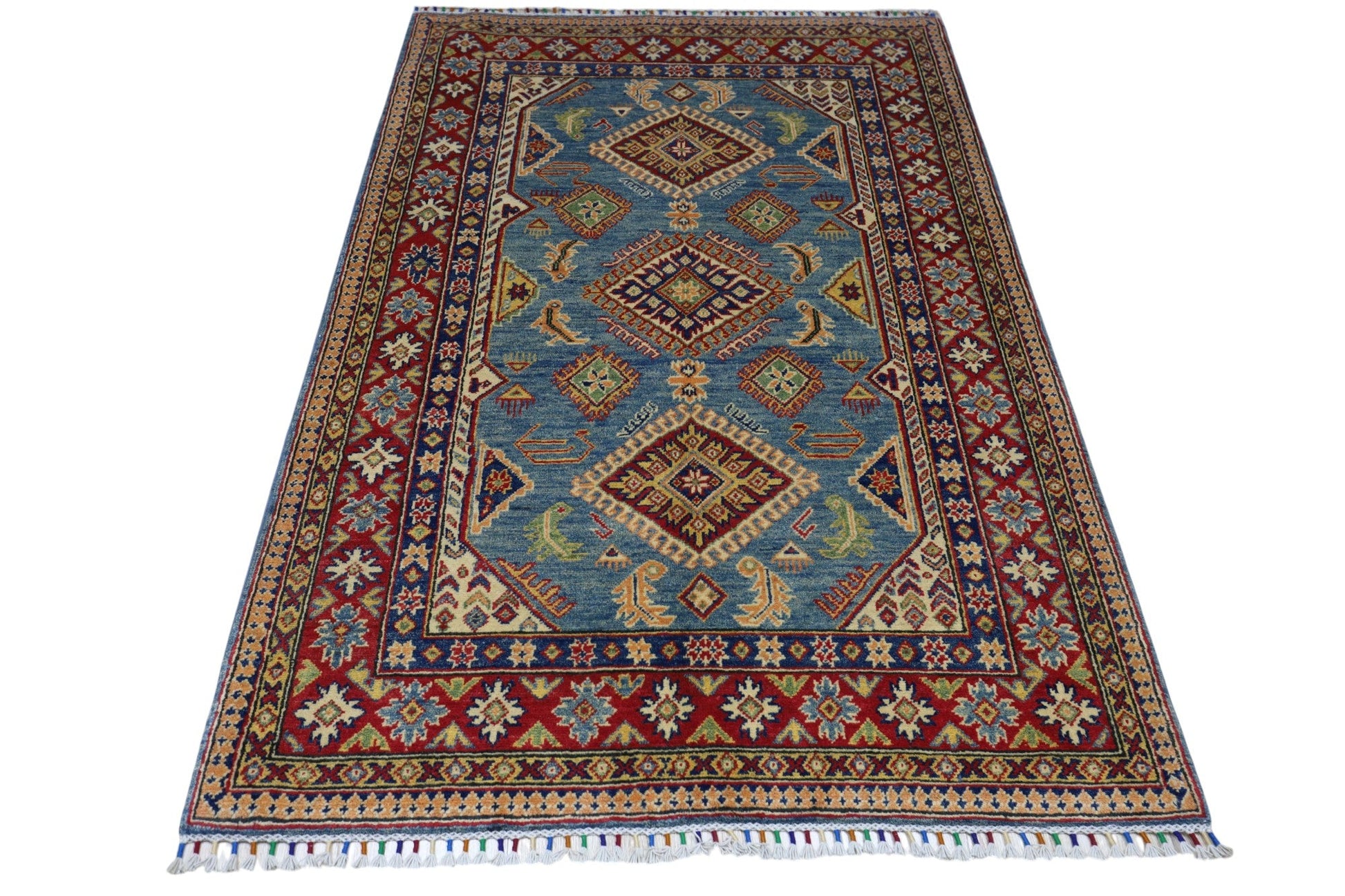 Hand-Knotted Afghani Kazak Wool Rug – 4’0″  x  6’1″ - Nuvé