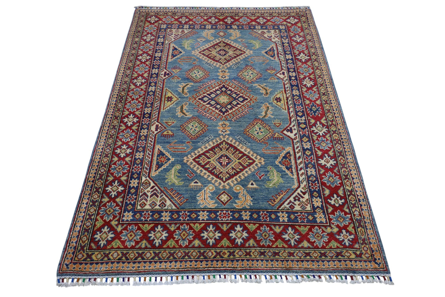 Hand-Knotted Afghani Kazak Wool Rug – 4’0″  x  6’1″ - Nuvé