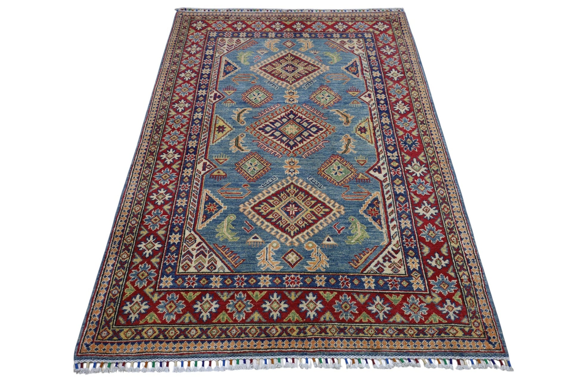 Hand-Knotted Afghani Kazak Wool Rug – 4’0″  x  6’1″ - Nuvé