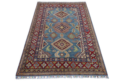 Hand-Knotted Afghani Kazak Wool Rug – 4’0″  x  6’1″ - Nuvé