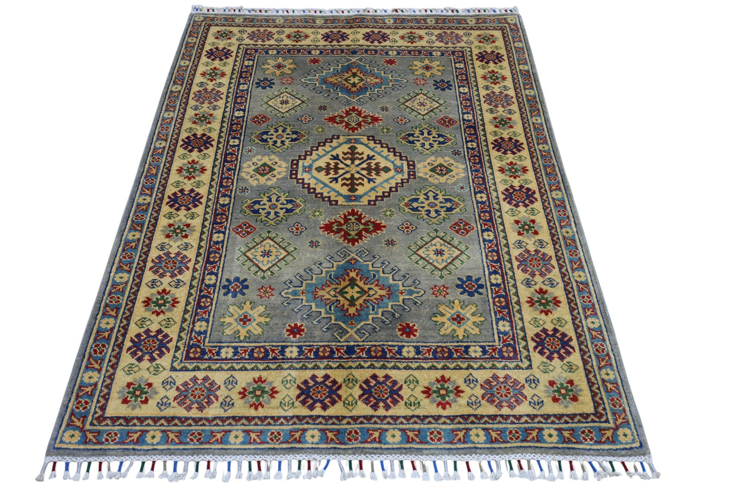 Hand-Knotted Afghani Kazak Wool Rug – 3’11″  x  5’6″ - Nuvé