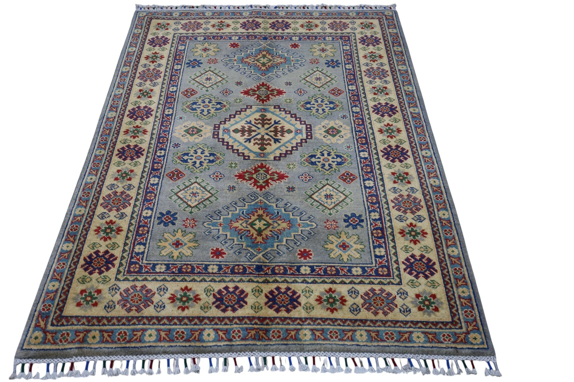Hand-Knotted Afghani Kazak Wool Rug – 3’11″  x  5’6″ - Nuvé