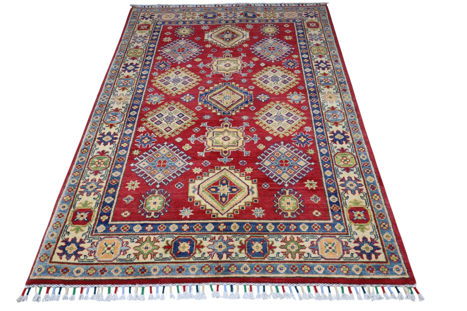 Hand-Knotted Afghani Kazak Wool Rug – 3’10″  x  6’0″ - Nuvé