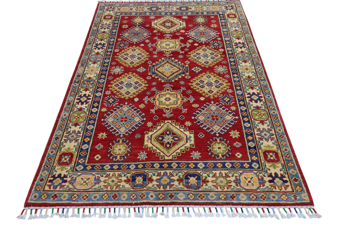 Hand-Knotted Afghani Kazak Wool Rug – 3’10″  x  6’0″ - Nuvé