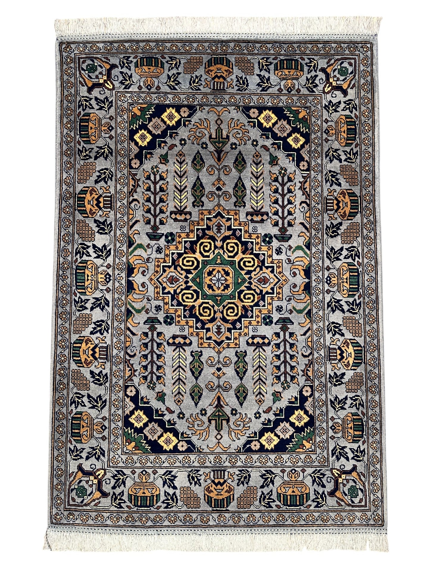 Hand-Knotted Afghani Zerkhaki Wool Rug – 3’4″  x  4’11″ - Nuvé