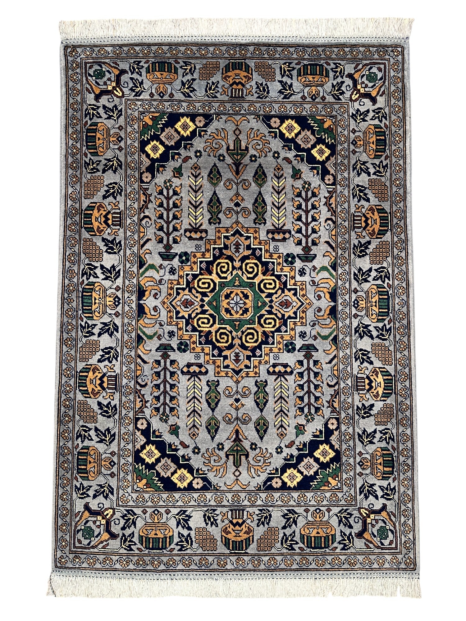 Hand-Knotted Afghani Zerkhaki Wool Rug – 3’4″  x  4’11″ - Nuvé