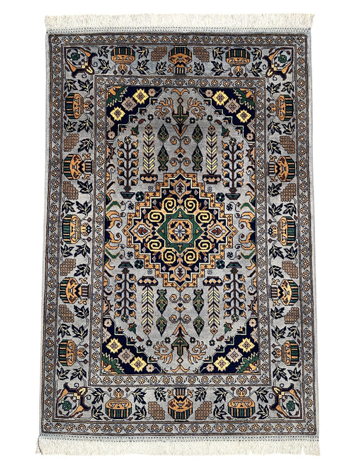 Hand-Knotted Afghani Zerkhaki Wool Rug – 3’4″  x  4’11″ - Nuvé
