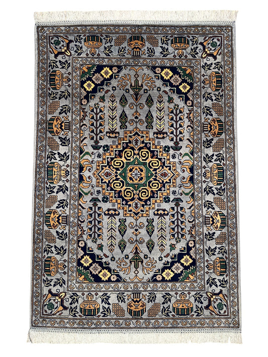 Hand-Knotted Afghani Zerkhaki Wool Rug – 3’4″  x  4’11″ - Nuvé
