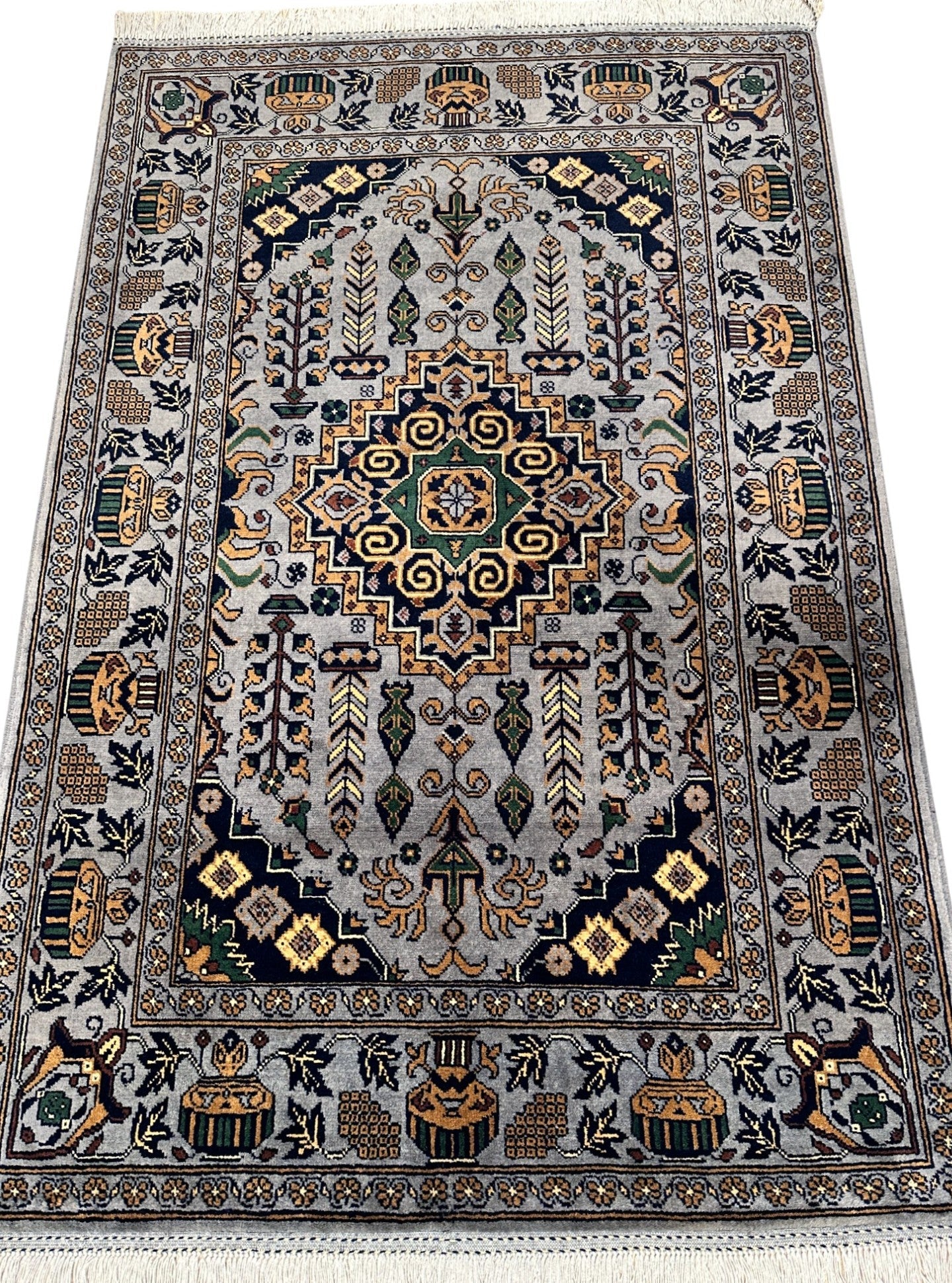 Hand-Knotted Afghani Zerkhaki Wool Rug – 3’4″  x  4’11″ - Nuvé