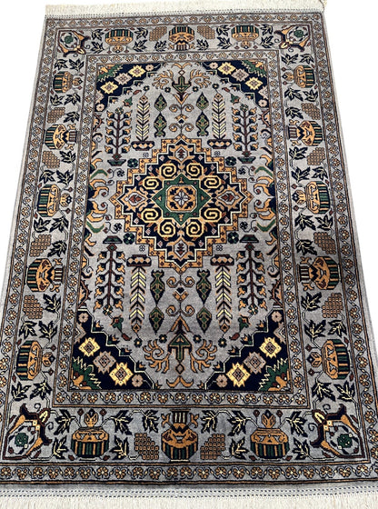 Hand-Knotted Afghani Zerkhaki Wool Rug – 3’4″  x  4’11″ - Nuvé