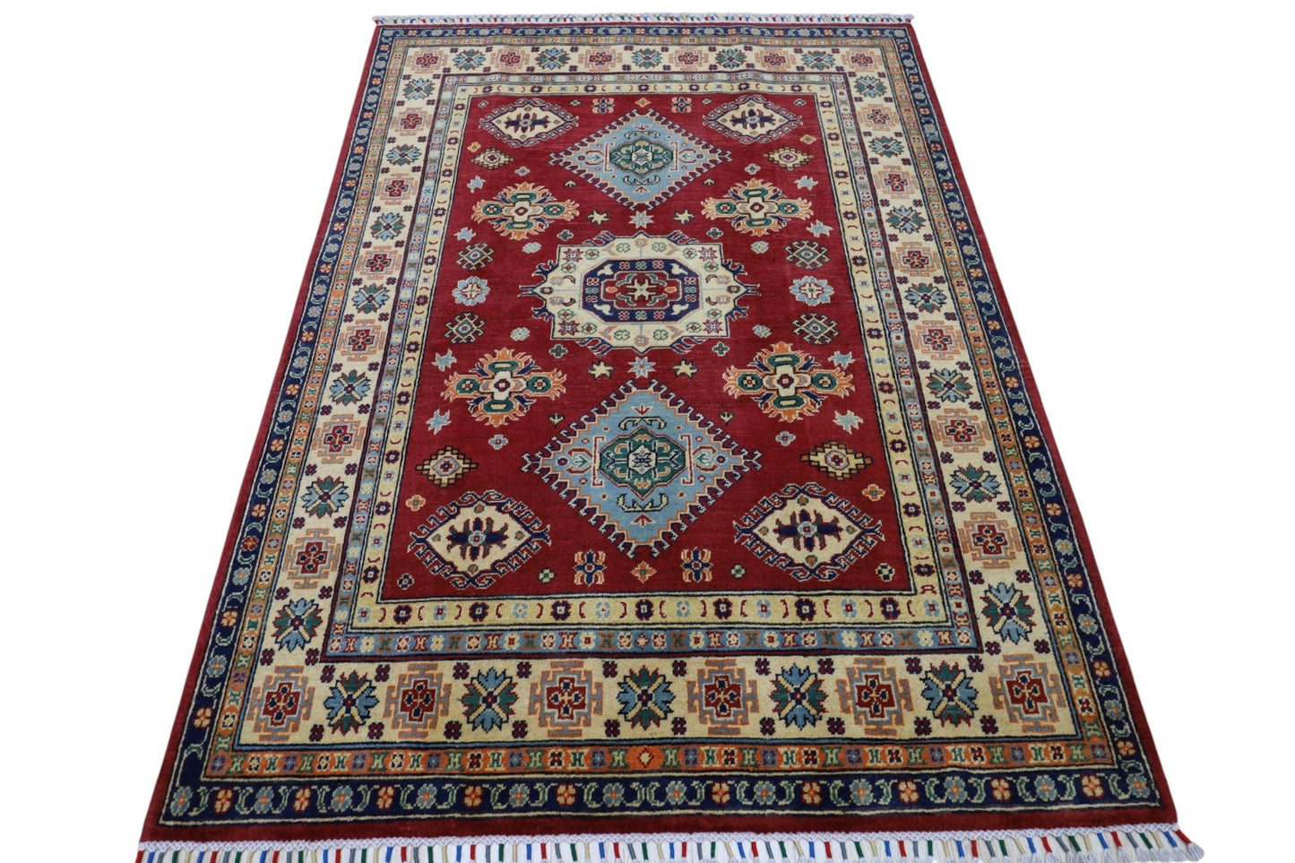 Hand-Knotted Afghani Kazak Wool Rug – 4’10″  x  6’6″ - Nuvé