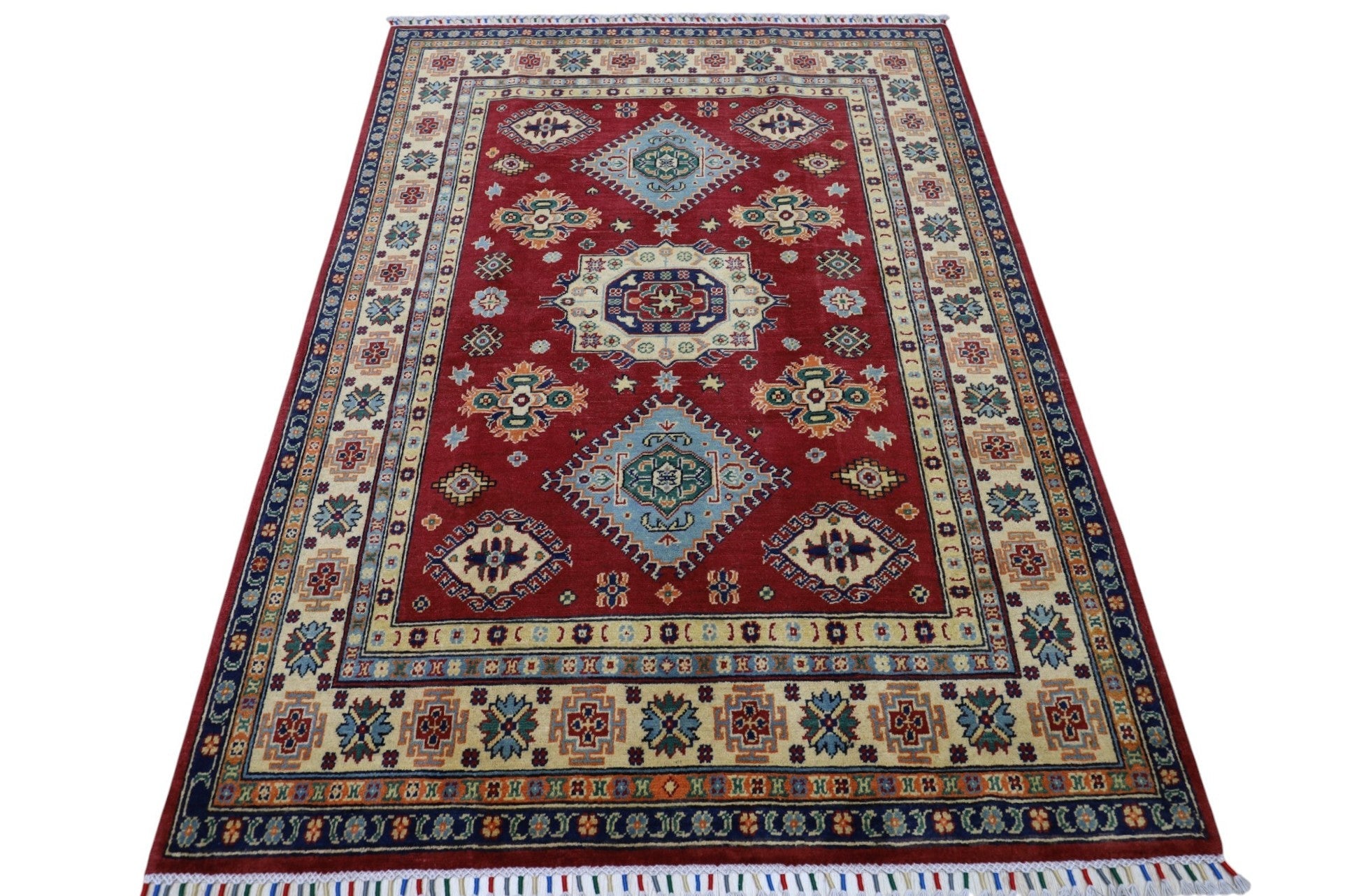Hand-Knotted Afghani Kazak Wool Rug – 4’10″  x  6’6″ - Nuvé