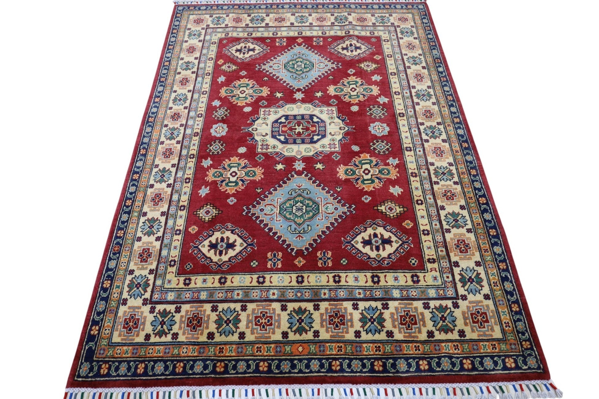 Hand-Knotted Afghani Kazak Wool Rug – 4’10″  x  6’6″ - Nuvé