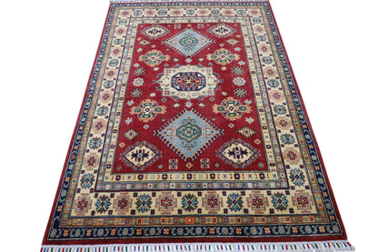 Hand-Knotted Afghani Kazak Wool Rug – 4’10″  x  6’6″ - Nuvé
