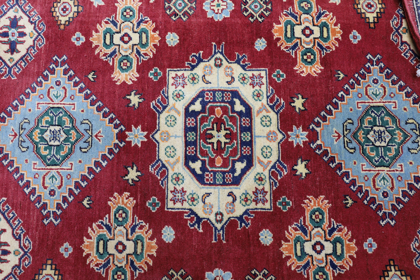 Hand-Knotted Afghani Kazak Wool Rug – 4’10″  x  6’6″ - Nuvé