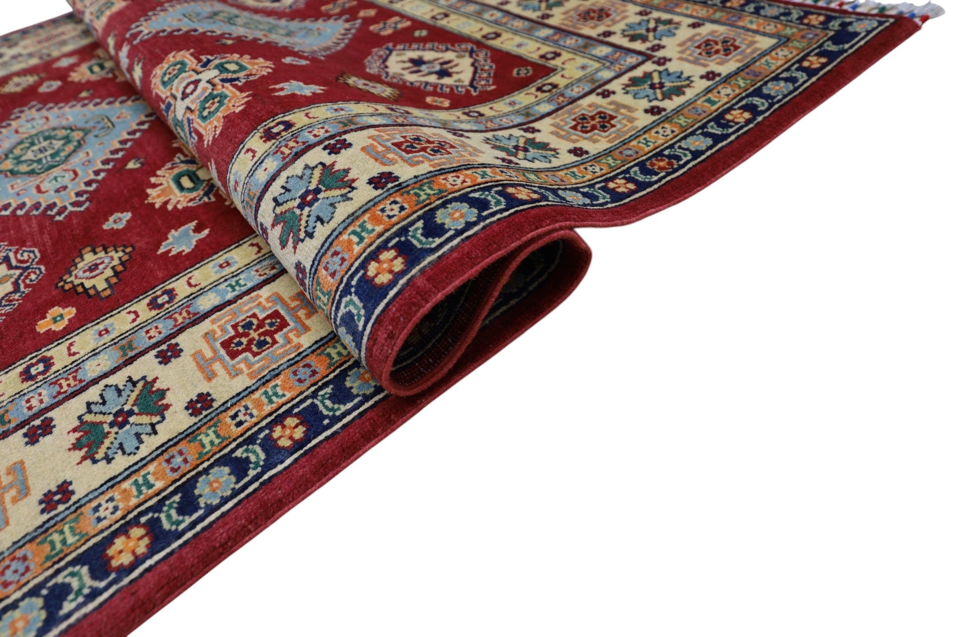 Hand-Knotted Afghani Kazak Wool Rug – 4’10″  x  6’6″ - Nuvé