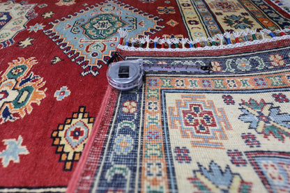 Hand-Knotted Afghani Kazak Wool Rug – 4’10″  x  6’6″ - Nuvé