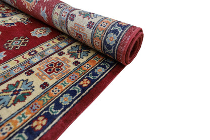 Hand-Knotted Afghani Kazak Wool Rug – 4’10″  x  6’6″ - Nuvé